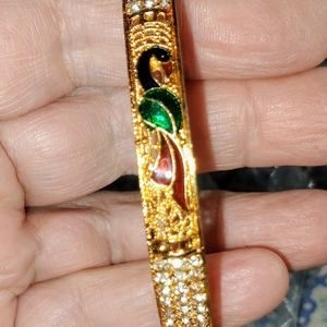 New Gold Plated Faux Diamond Bangle Peacock Bracelet